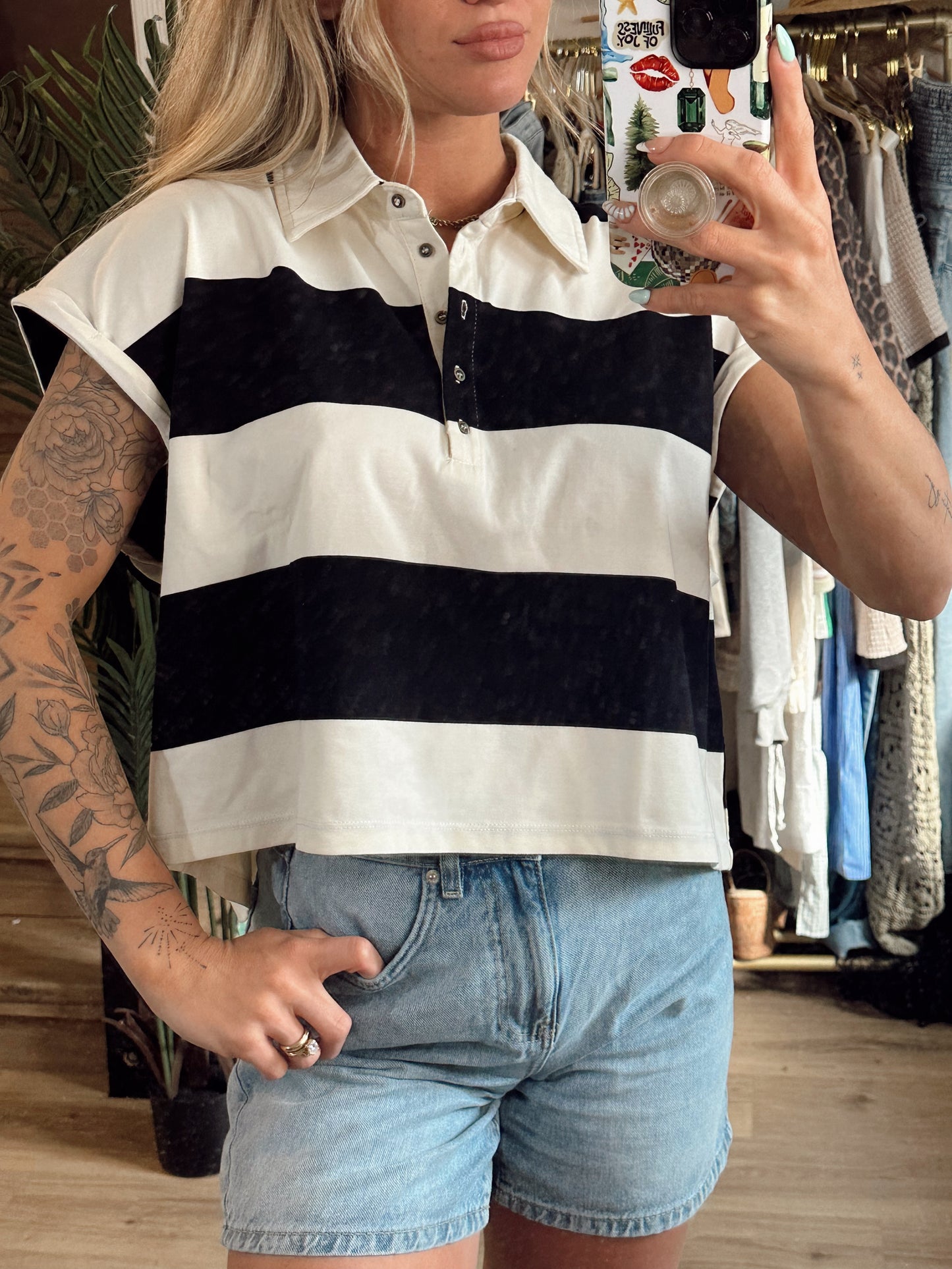 Meg Button Down Crop