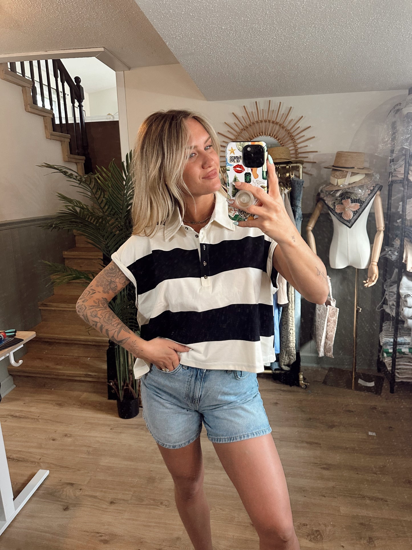 Meg Button Down Crop