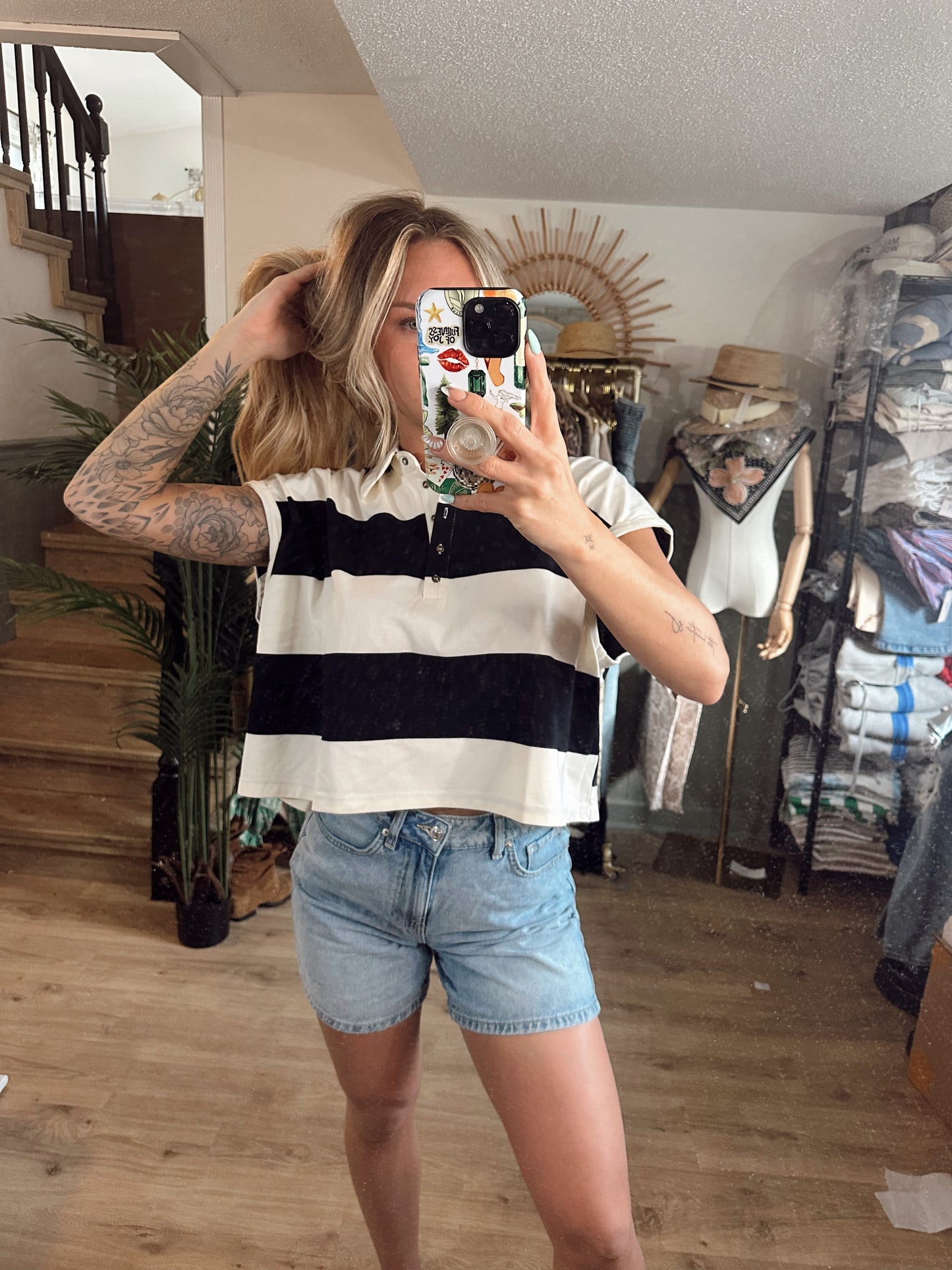 Meg Button Down Crop