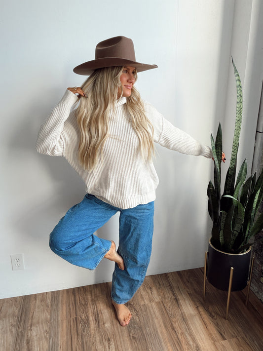 Vanilla Cream High Neck Sweater