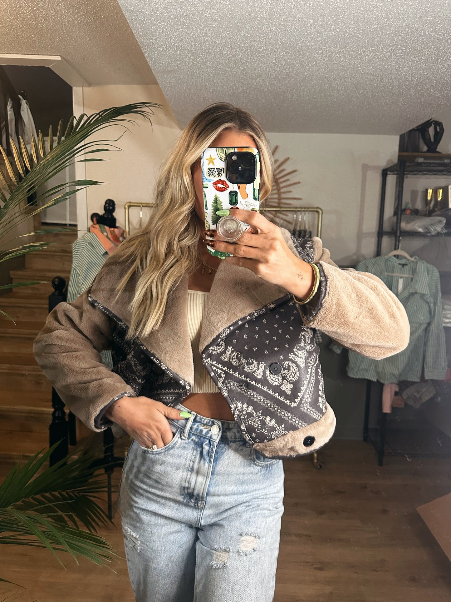 Bodhi Fur Bandana Crop Jacket