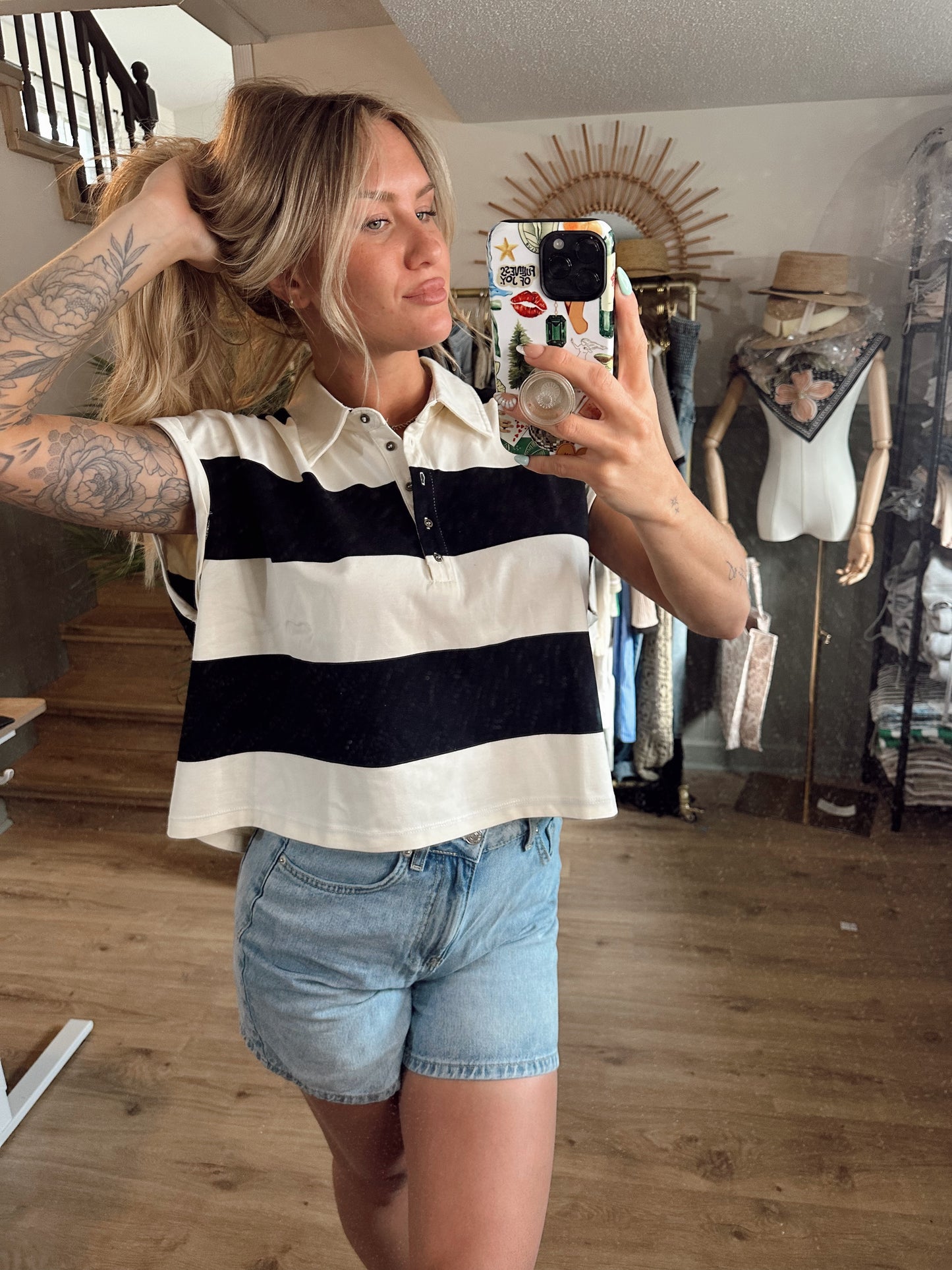 Meg Button Down Crop