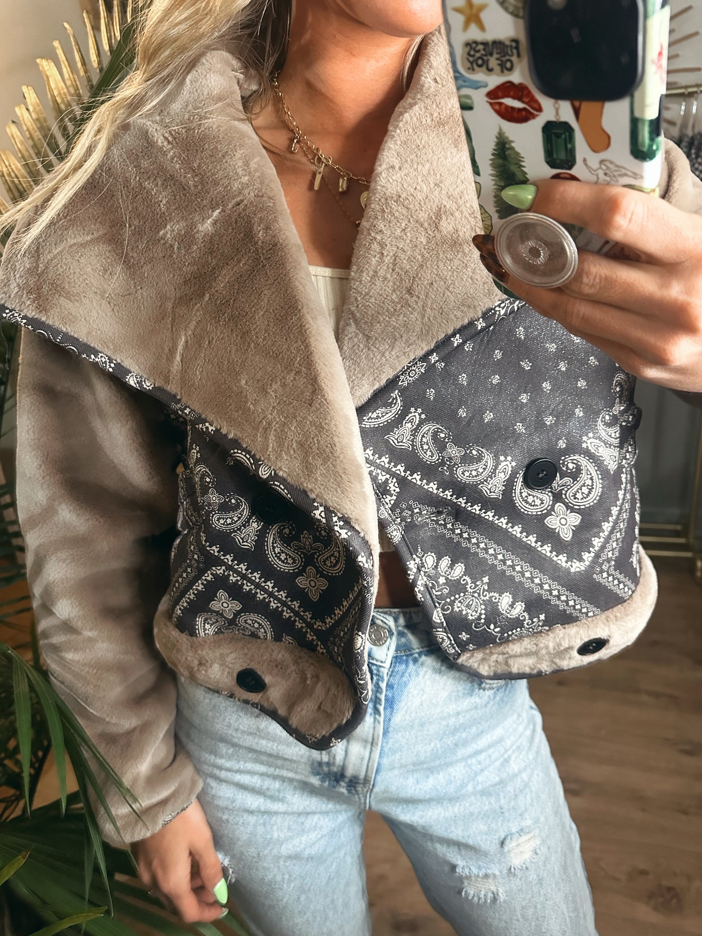 Bodhi Fur Bandana Crop Jacket