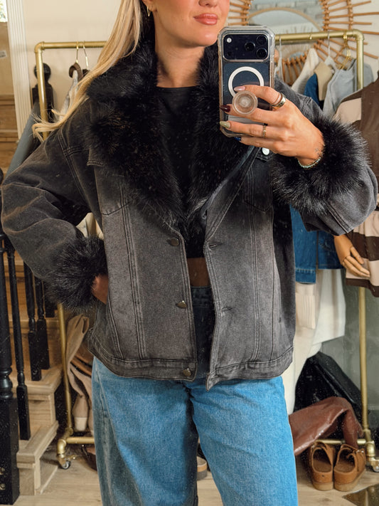 Blaire Denim + Fur Jacket