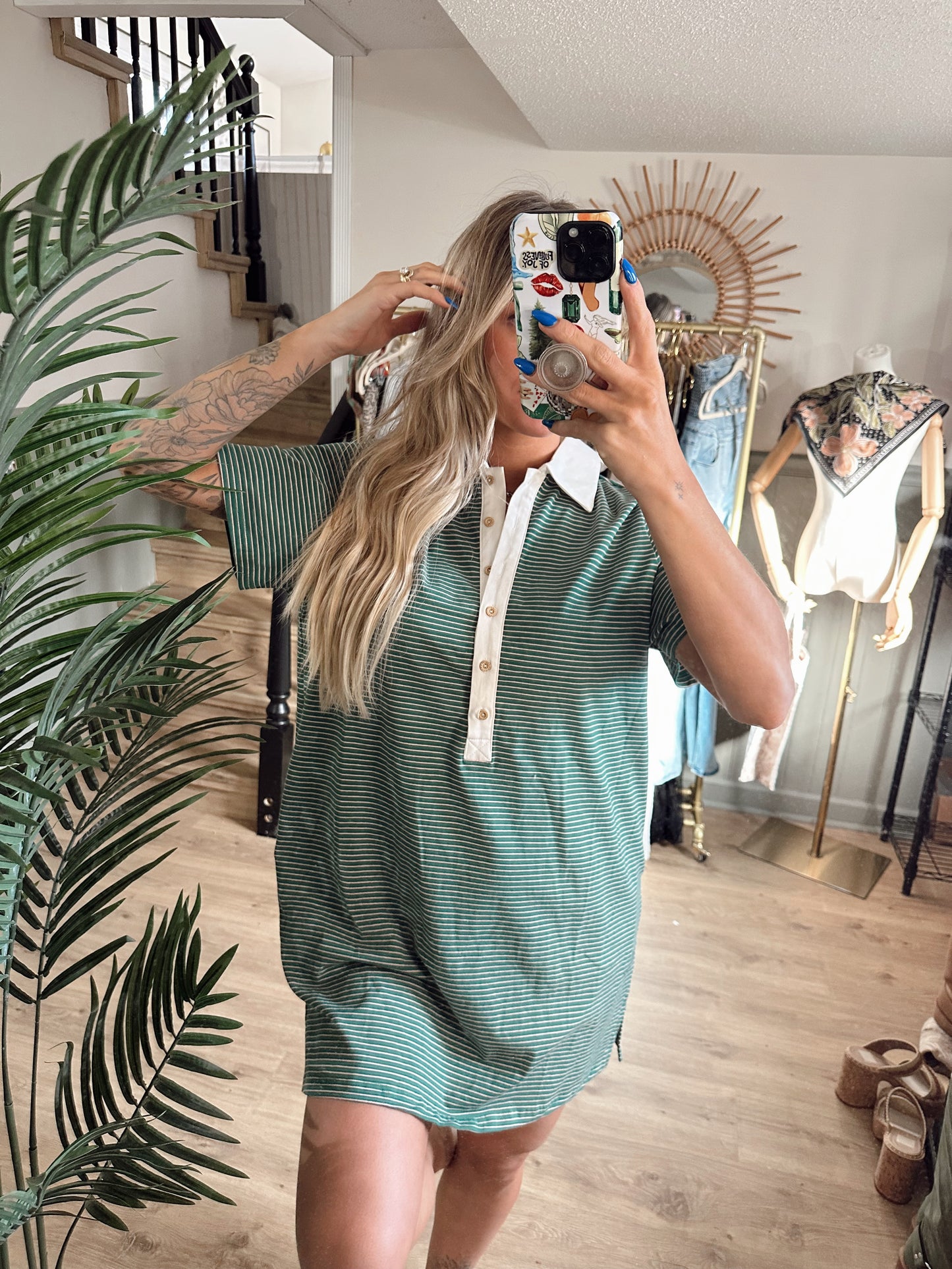 Syd Pinstripe Button Down Dress