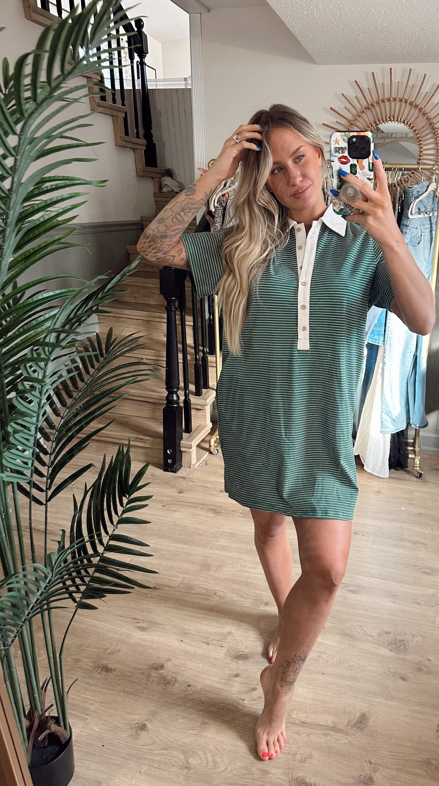 Syd Pinstripe Button Down Dress