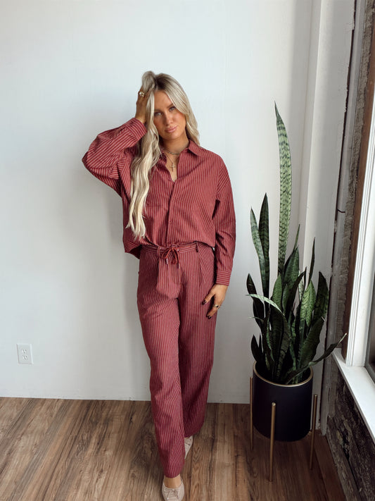 Rosé Pinstripe Set