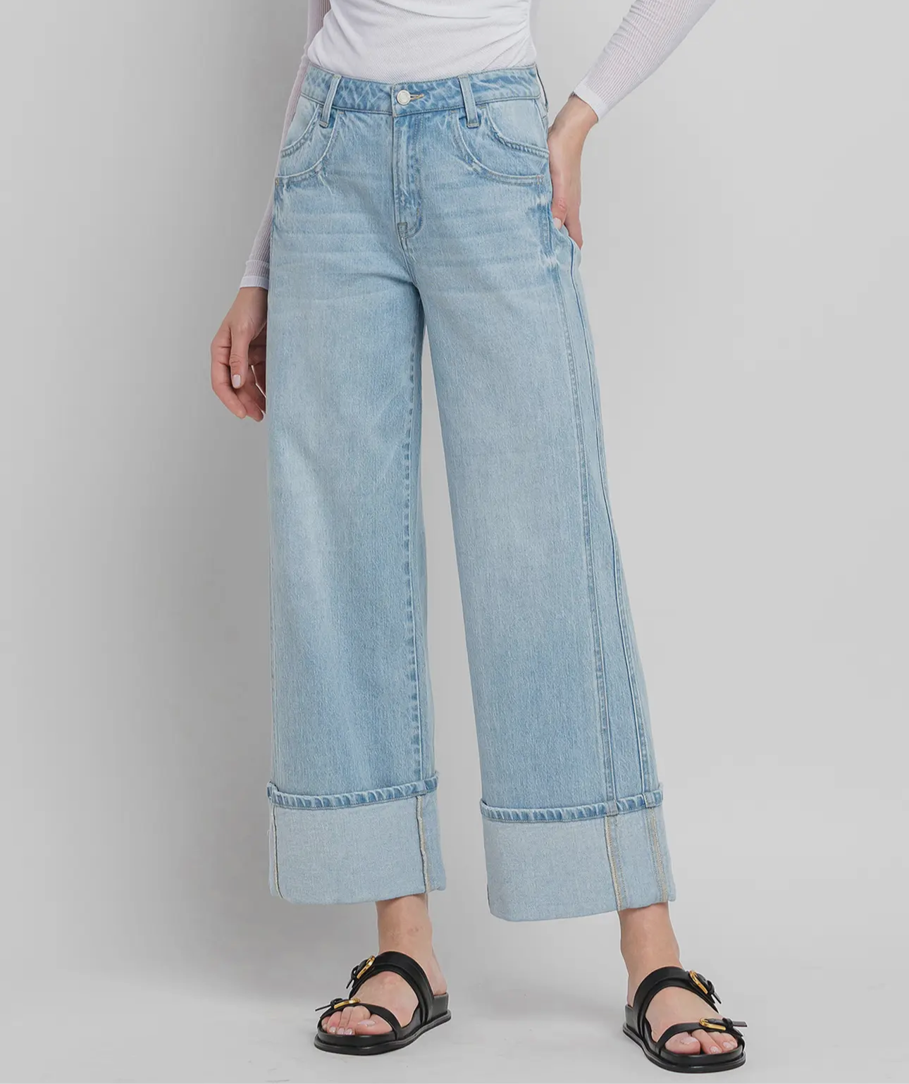 Jade Super High Rise Cuffed Wide Jeans