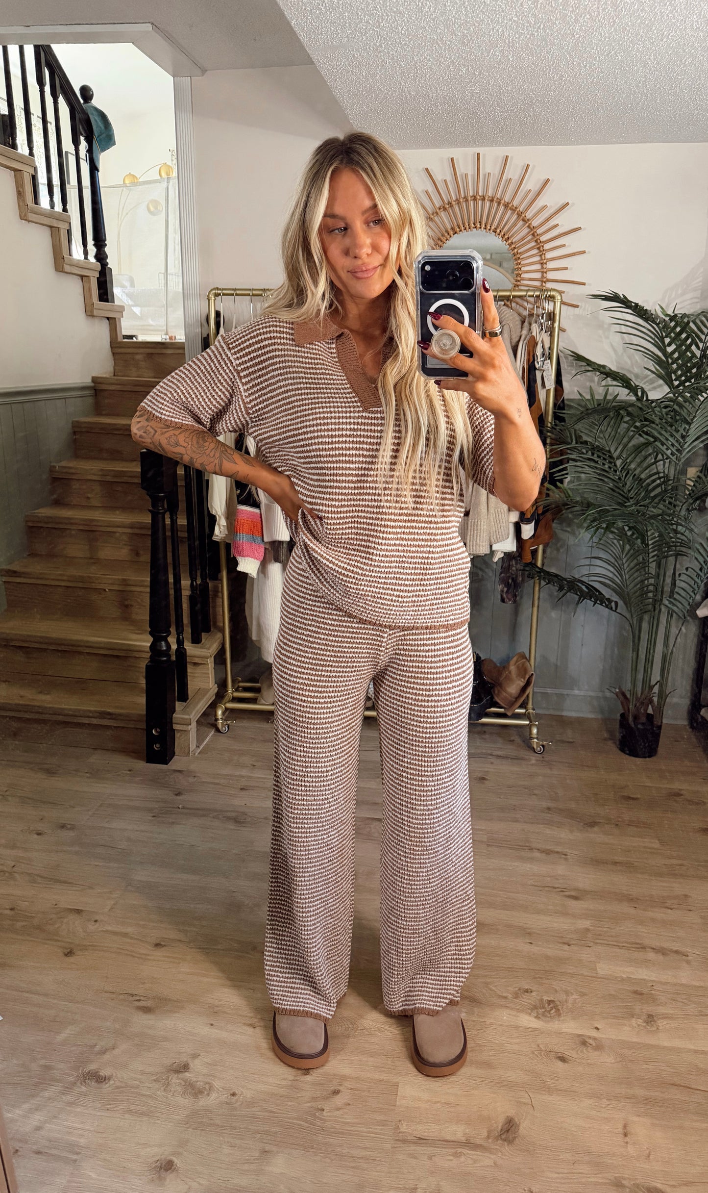 Teddy Stripe Sweater Set