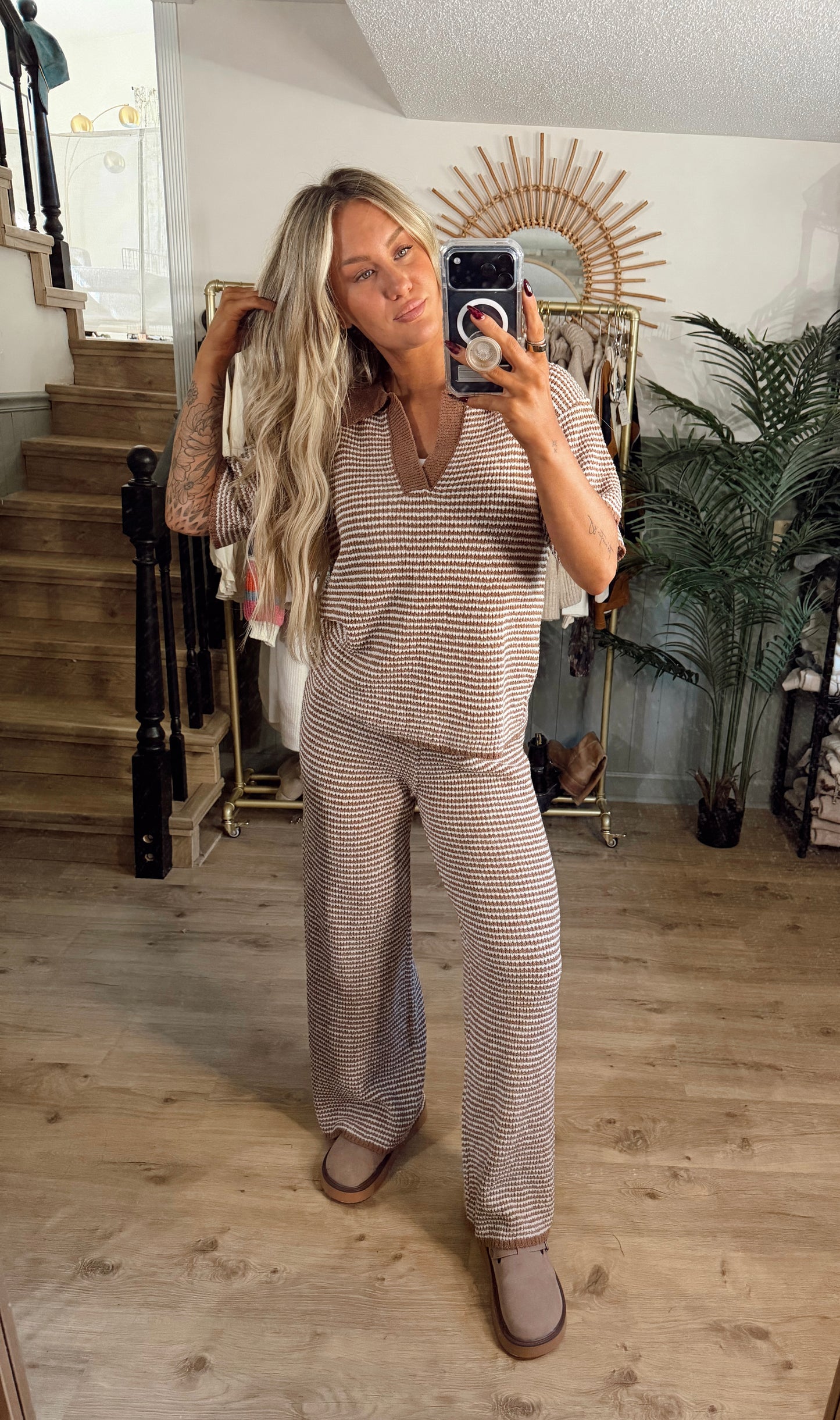 Teddy Stripe Sweater Set