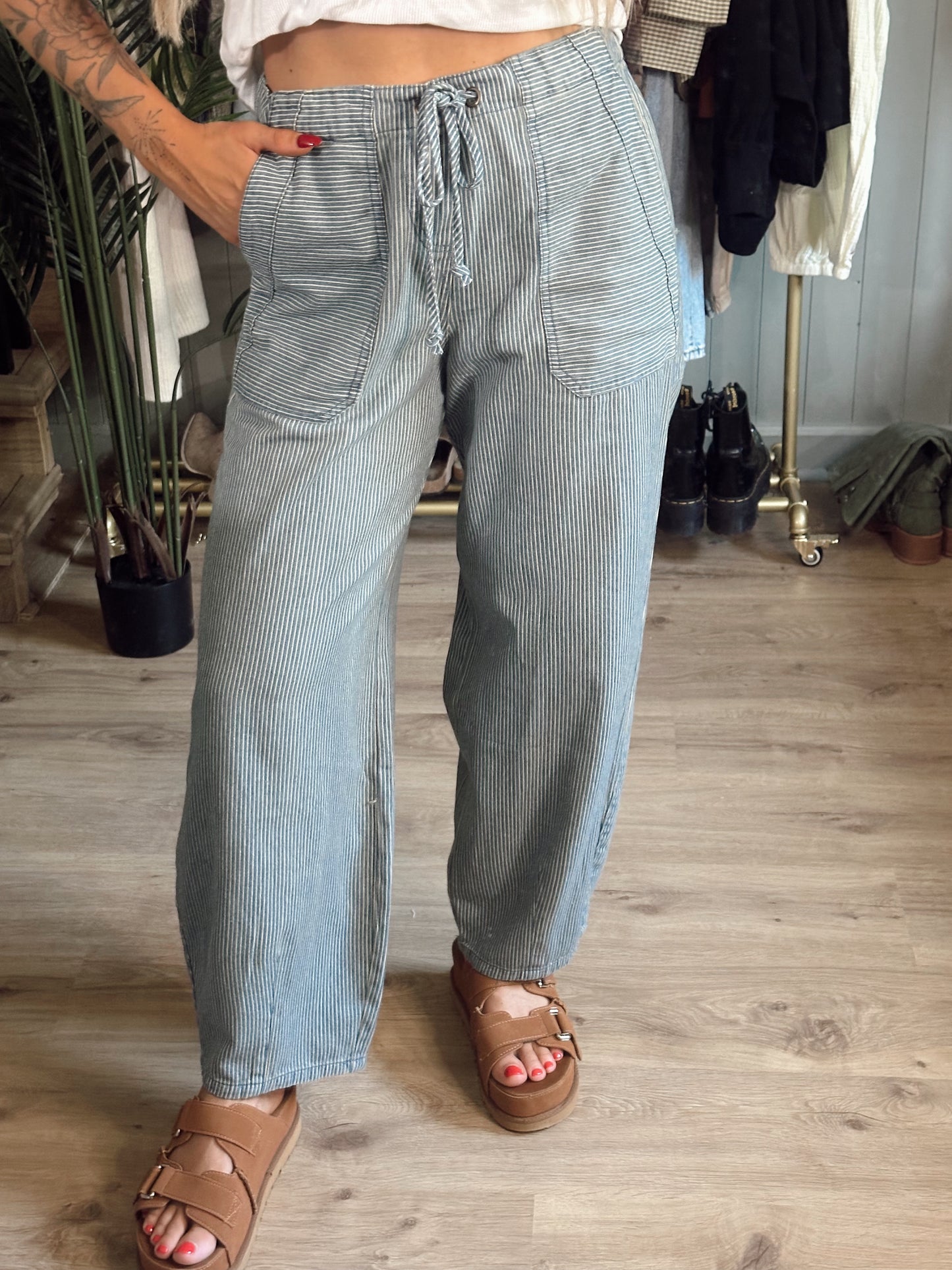 Harbor Stripe Barrel Pants