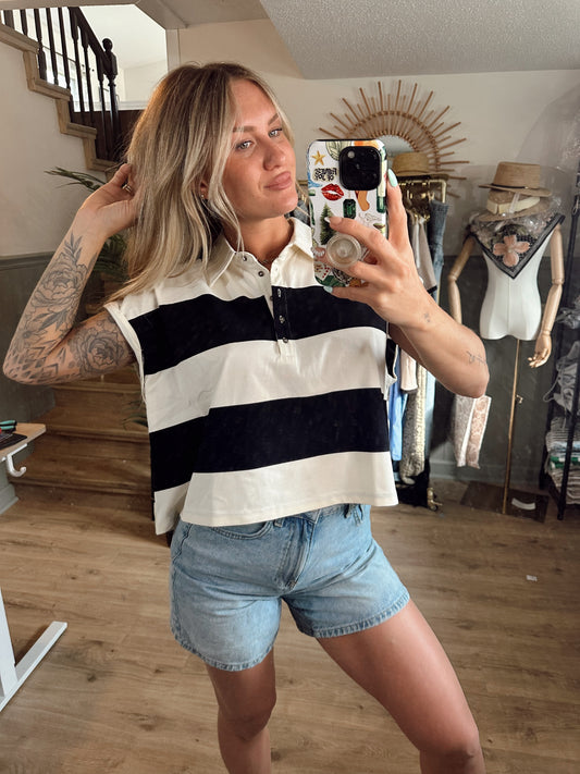 Meg Button Down Crop