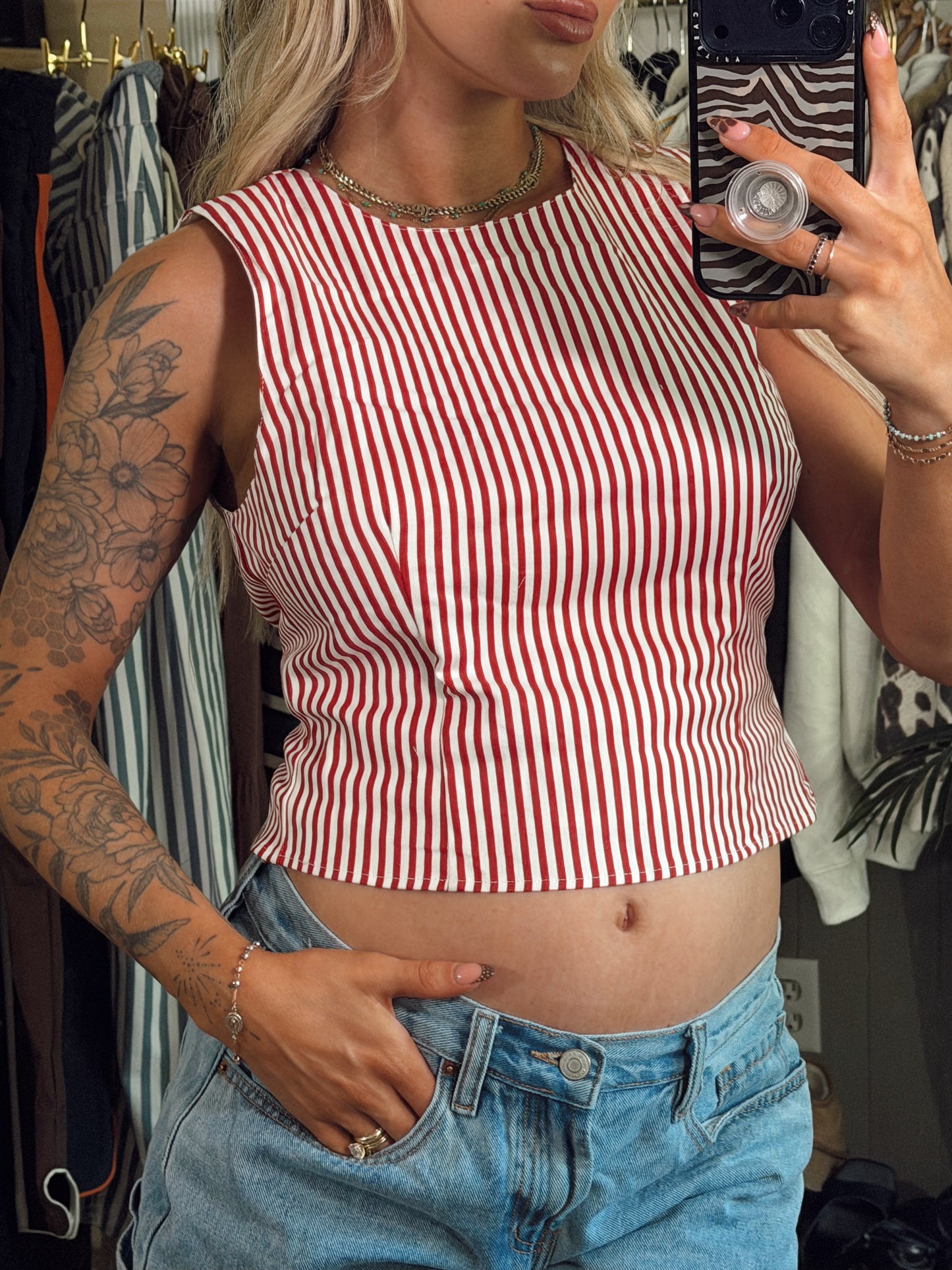 Cherry Cola Open Back Top