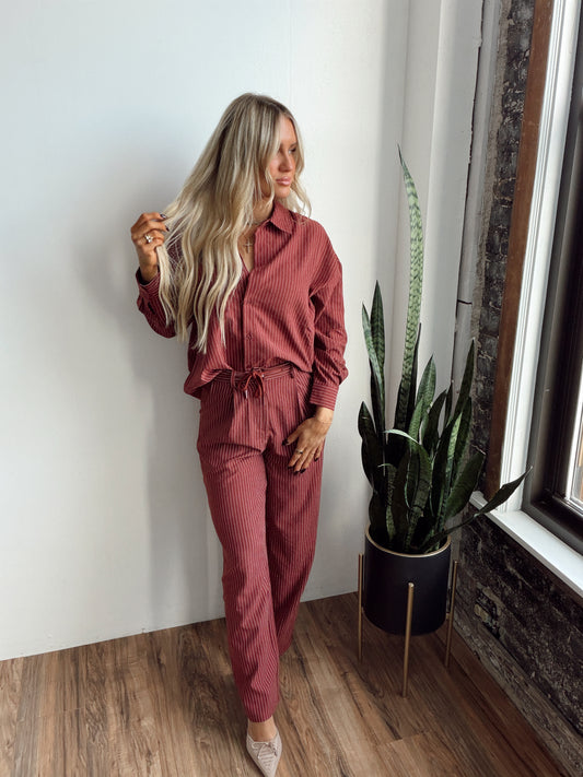Rosé Pinstripe Set
