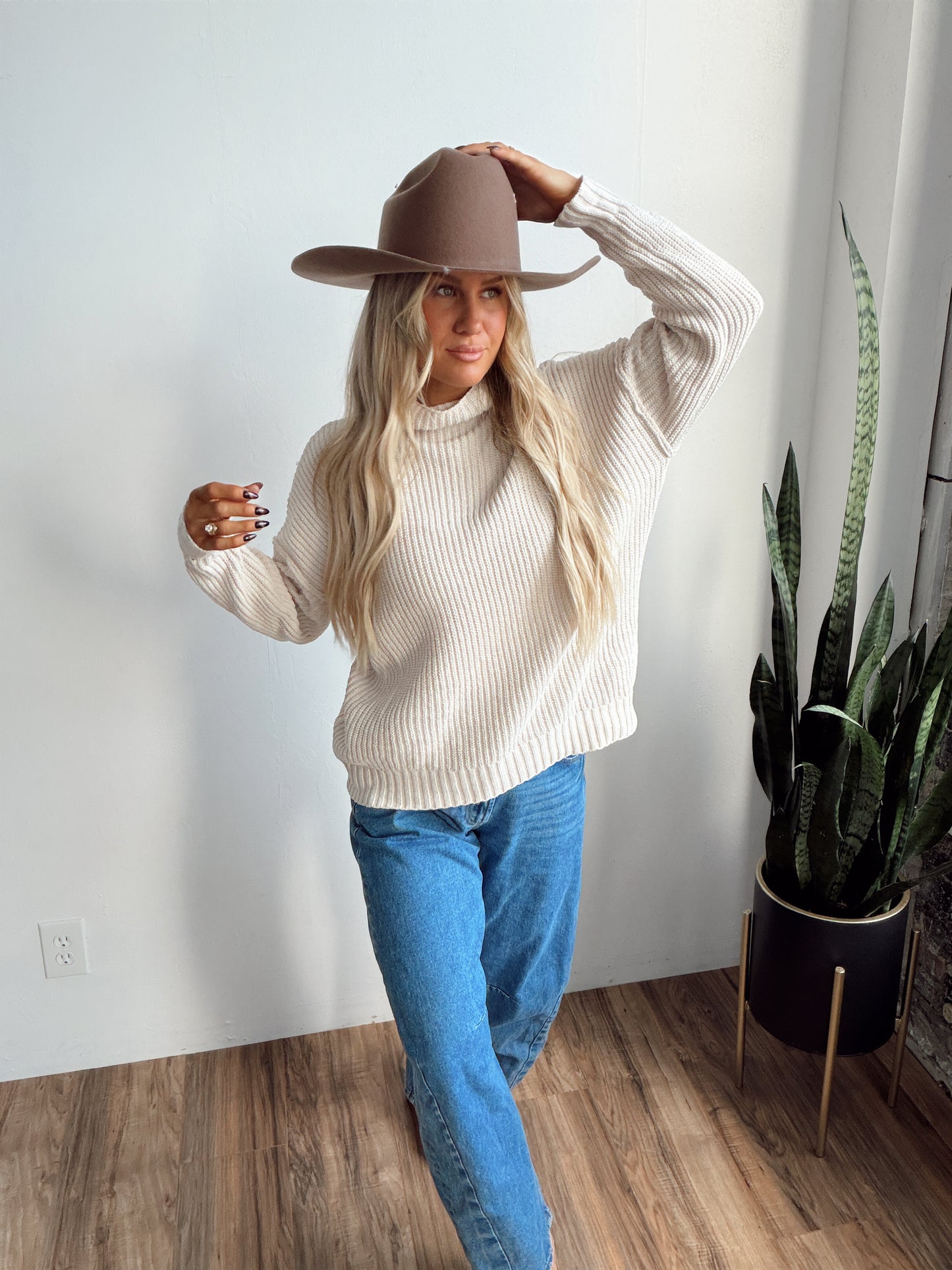 Vanilla Cream High Neck Sweater