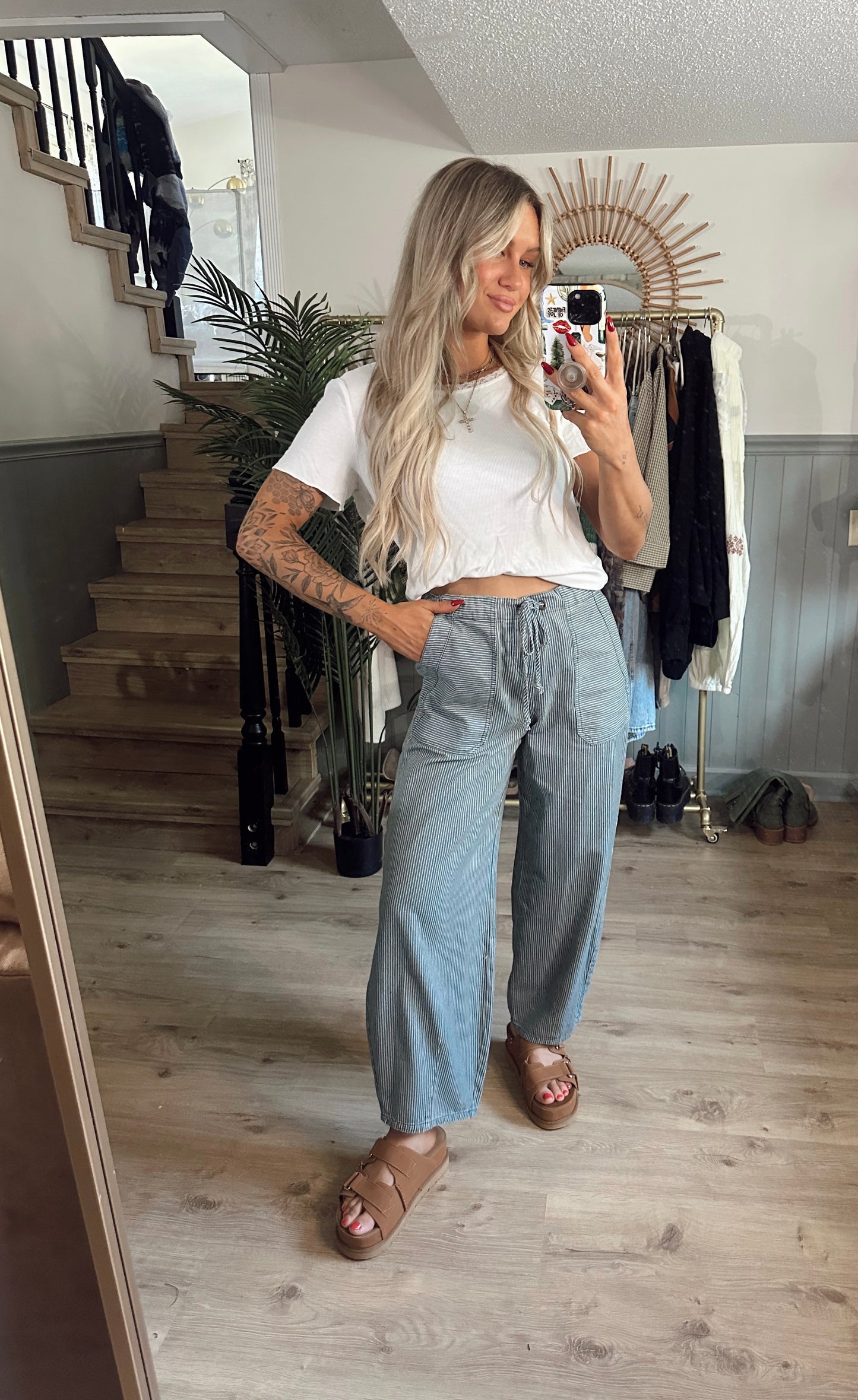 Harbor Stripe Barrel Pants