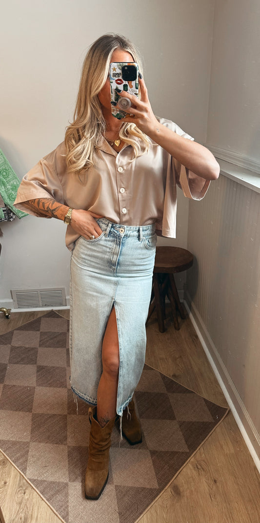 Athena Cropped Satin Top