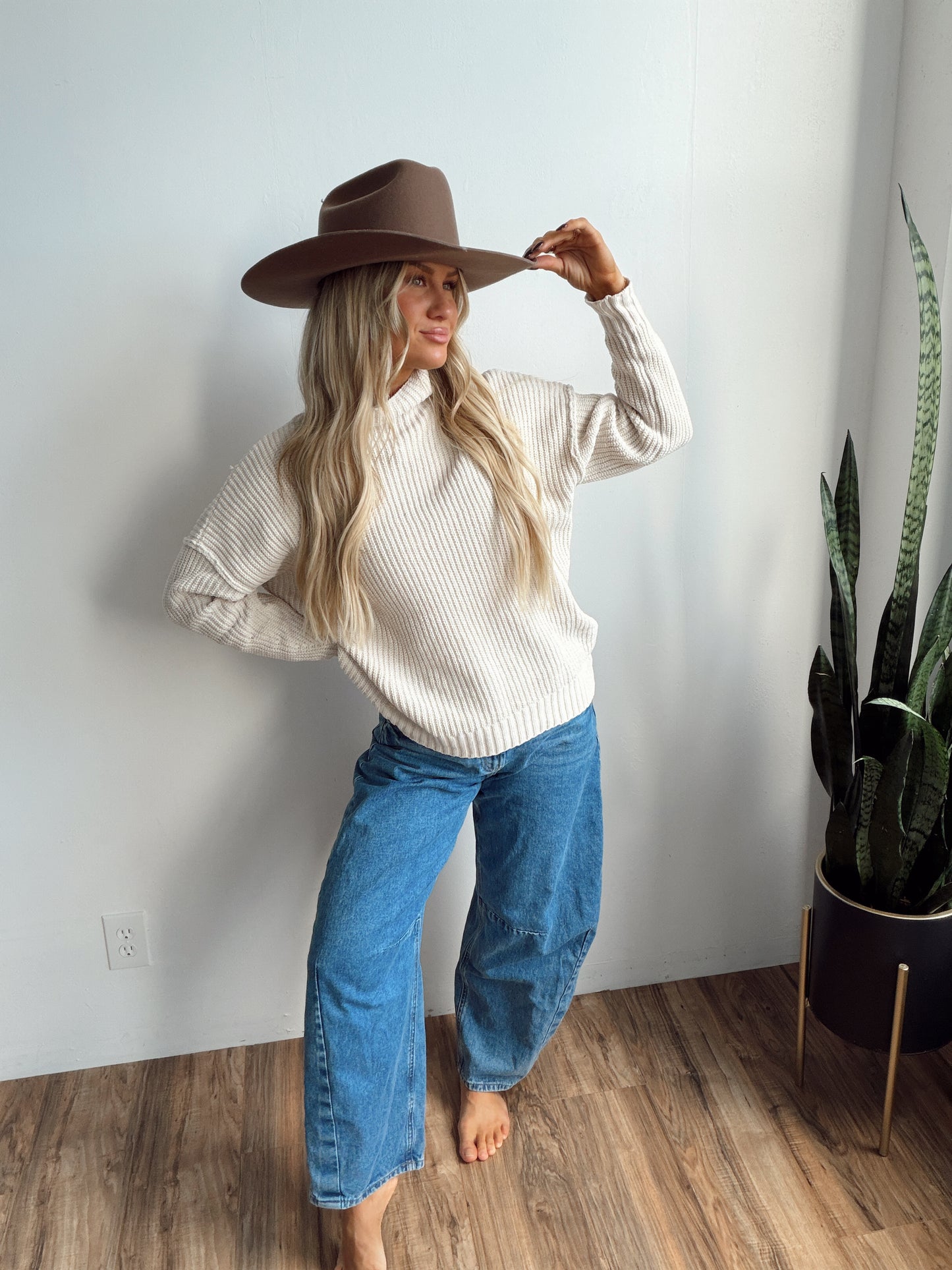 Vanilla Cream High Neck Sweater