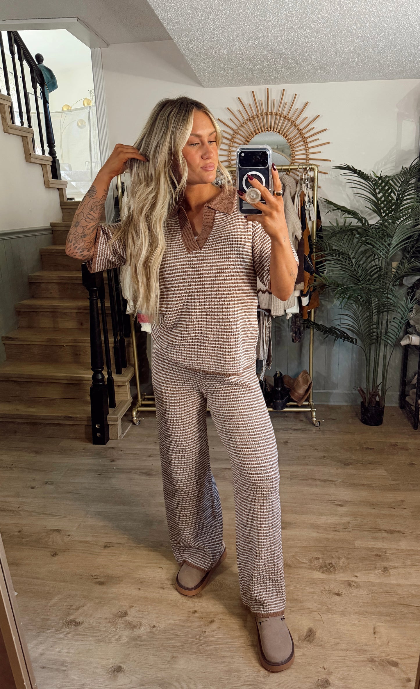 Teddy Stripe Sweater Set