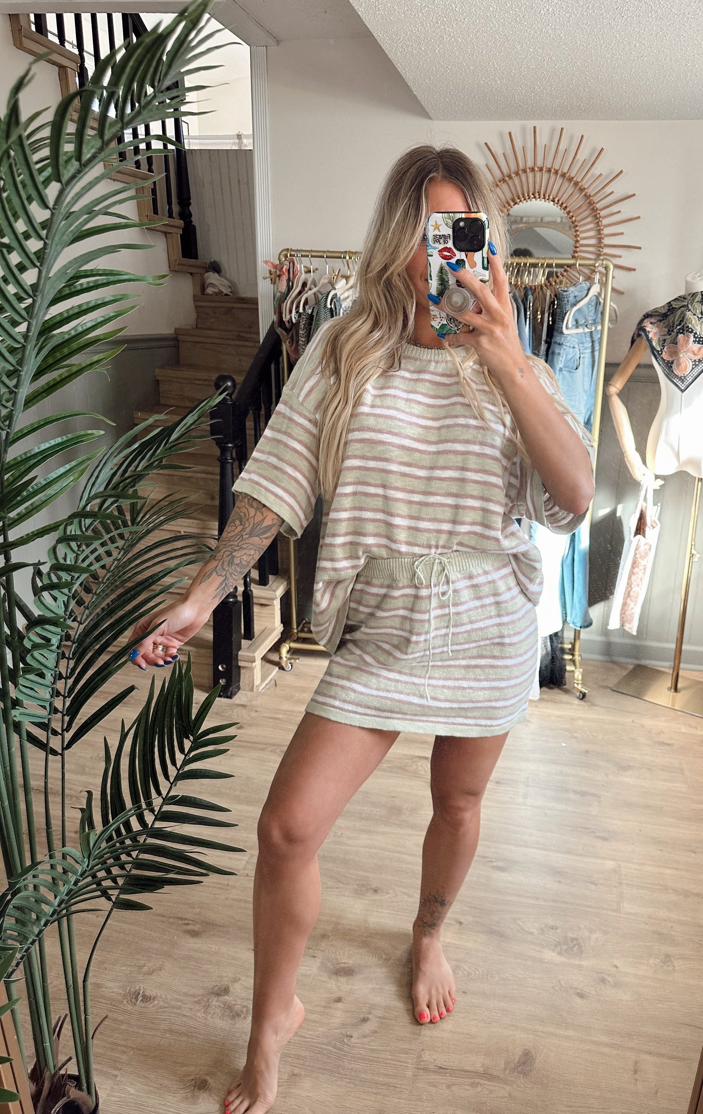 Tide and Stripe Sage Set