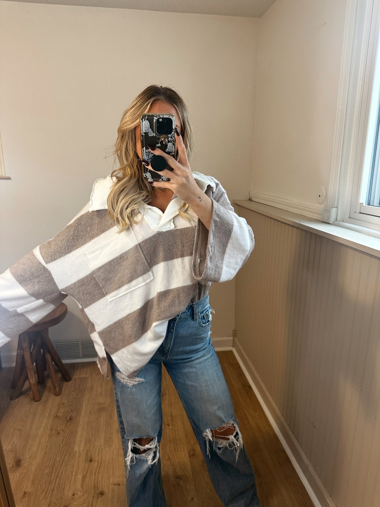 Sadie Soft Striped Pullover Sweatshirt