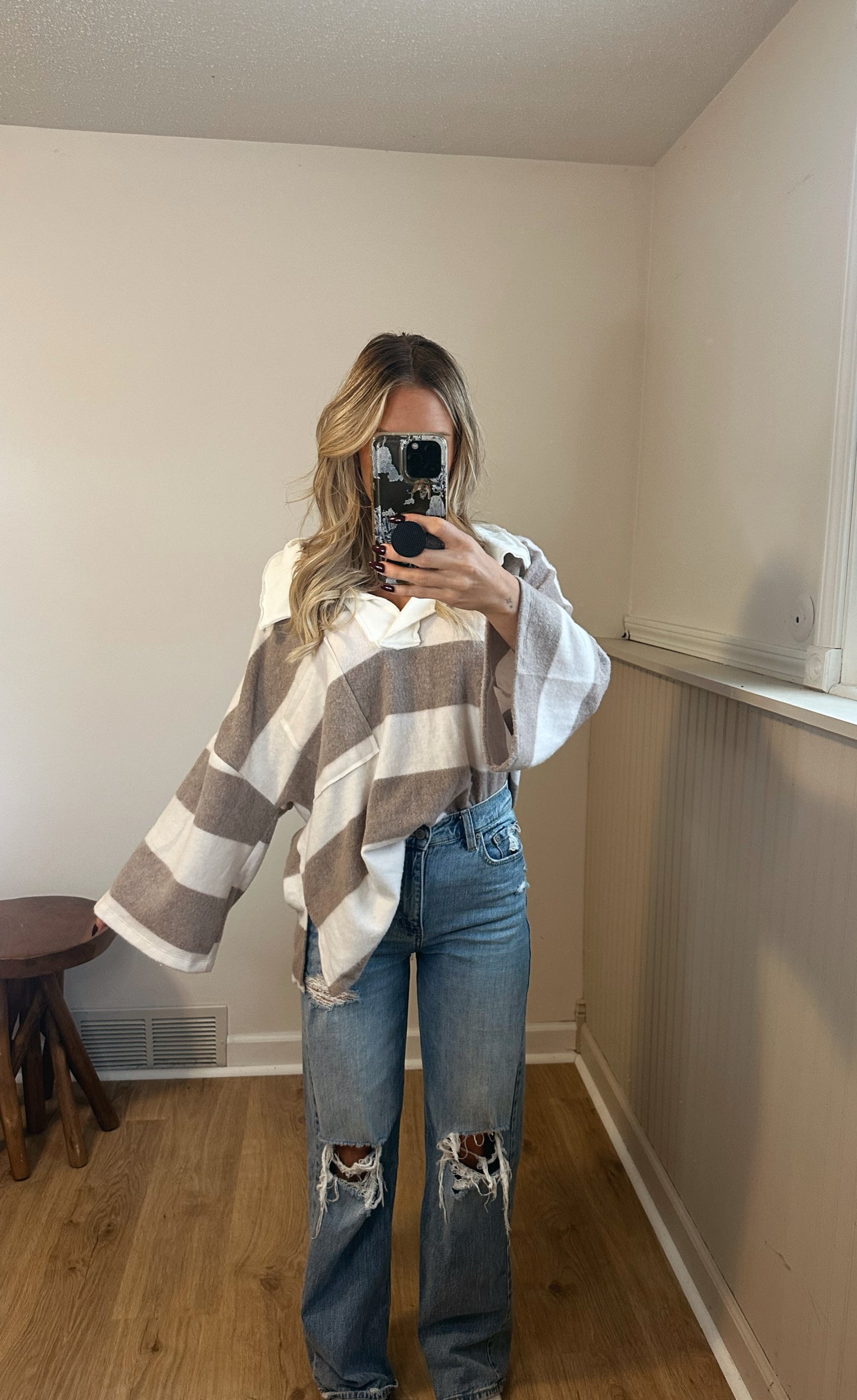 Sadie Soft Striped Pullover Sweatshirt