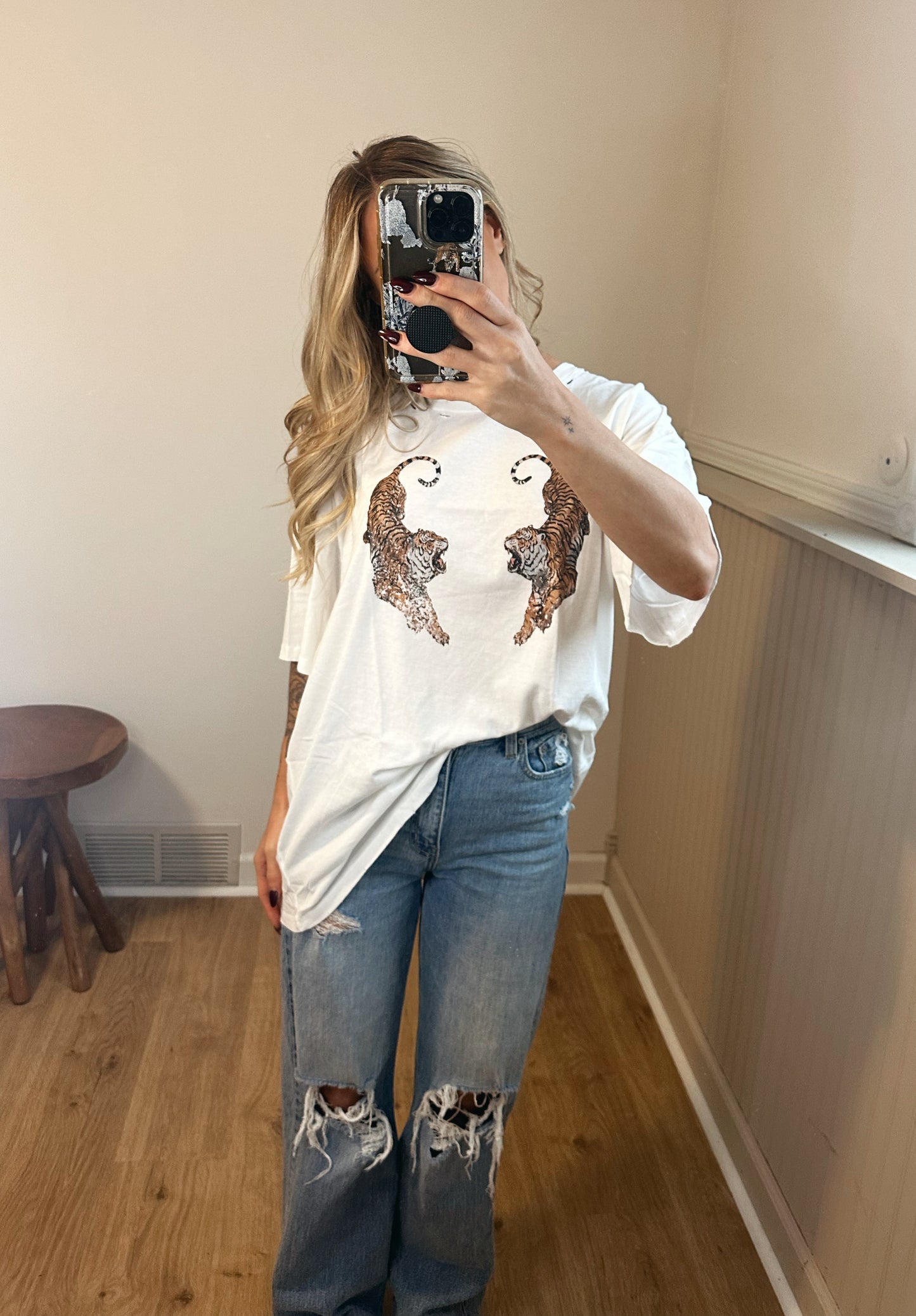 Roaring Tigers Oversized Vintage Distressed Tee