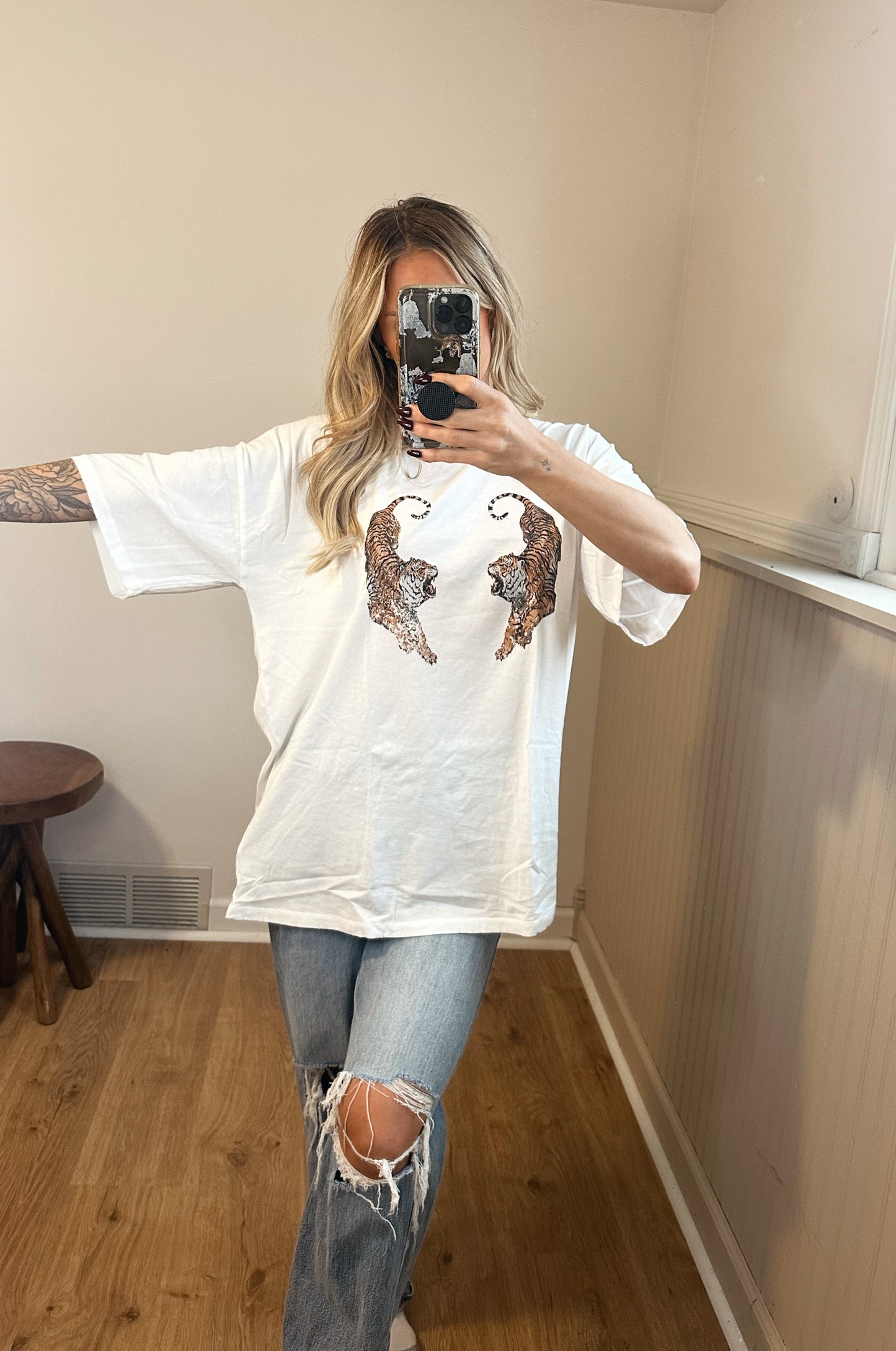 Roaring Tigers Oversized Vintage Distressed Tee