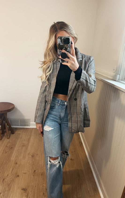 Cassie Oversized Plaid Blazer