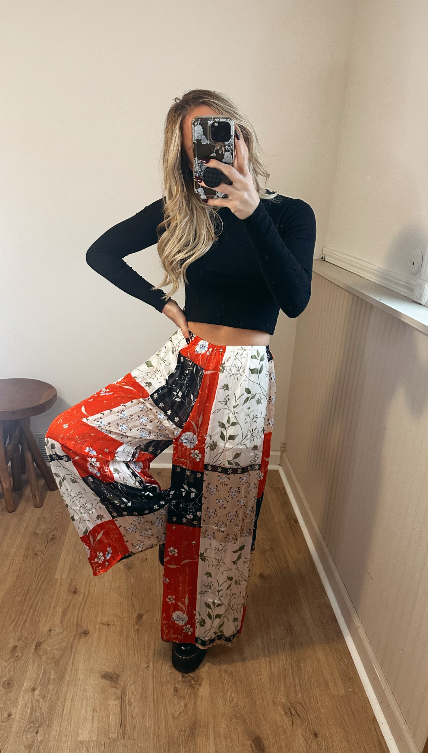 Free Spirit Floral Print Sheer Pants