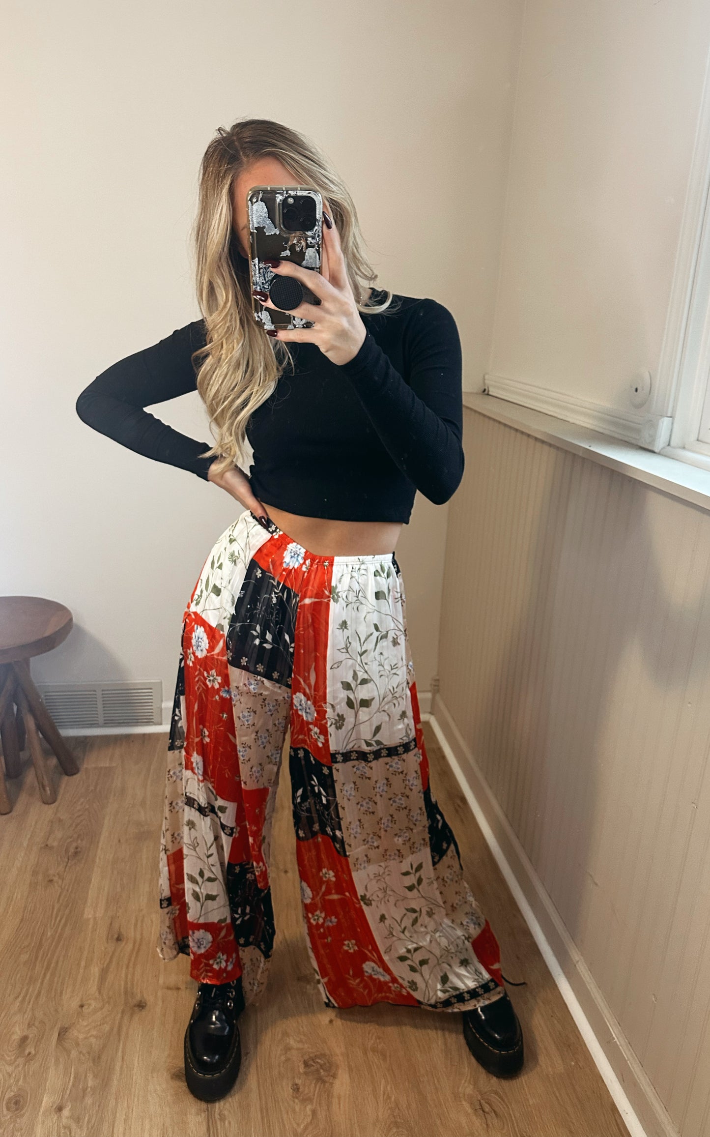 Free Spirit Floral Print Sheer Pants